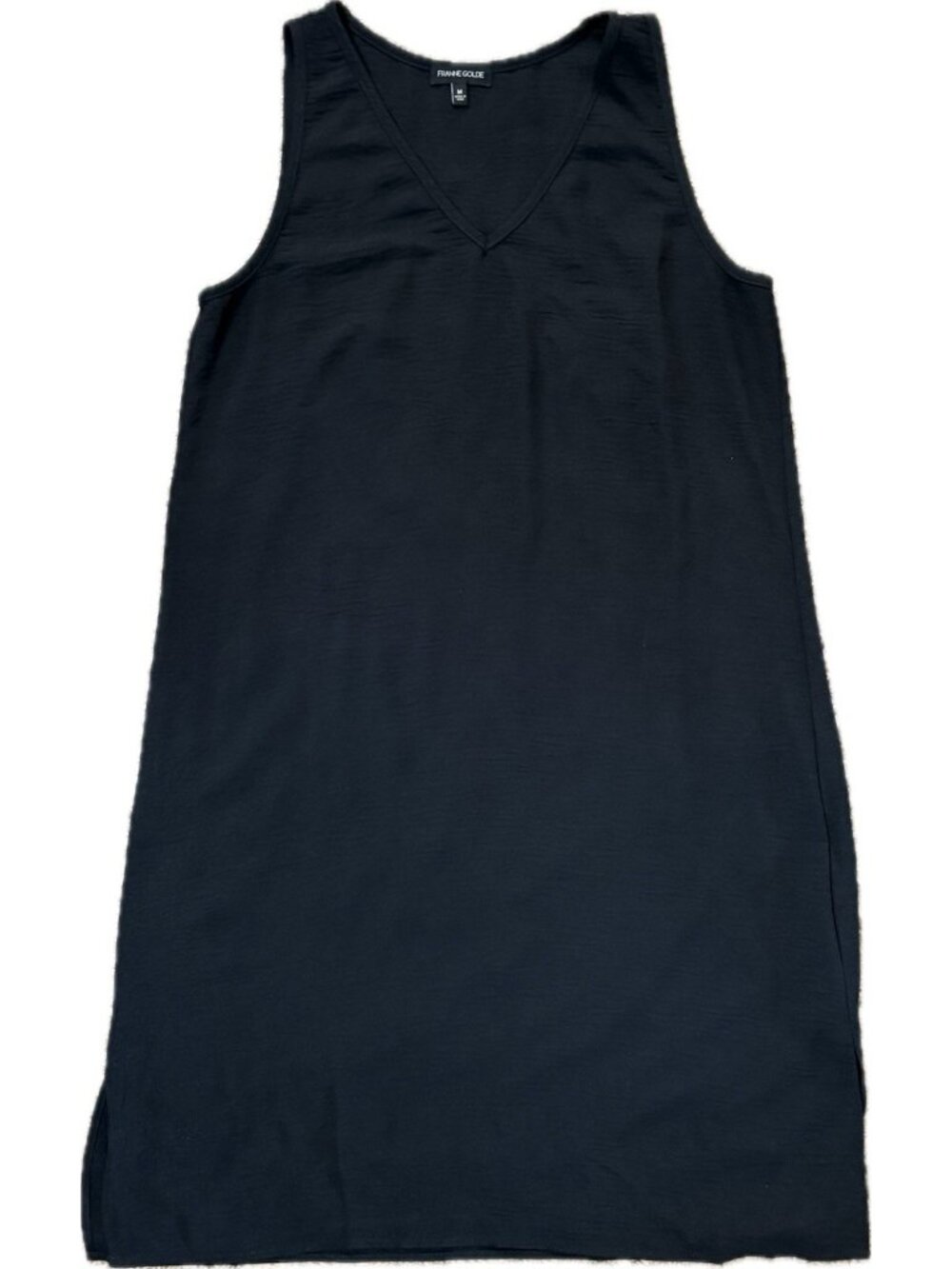 Franne Golde M Midi Dress Travel Artsy Stretch Black Santorini Shift Lagenlook